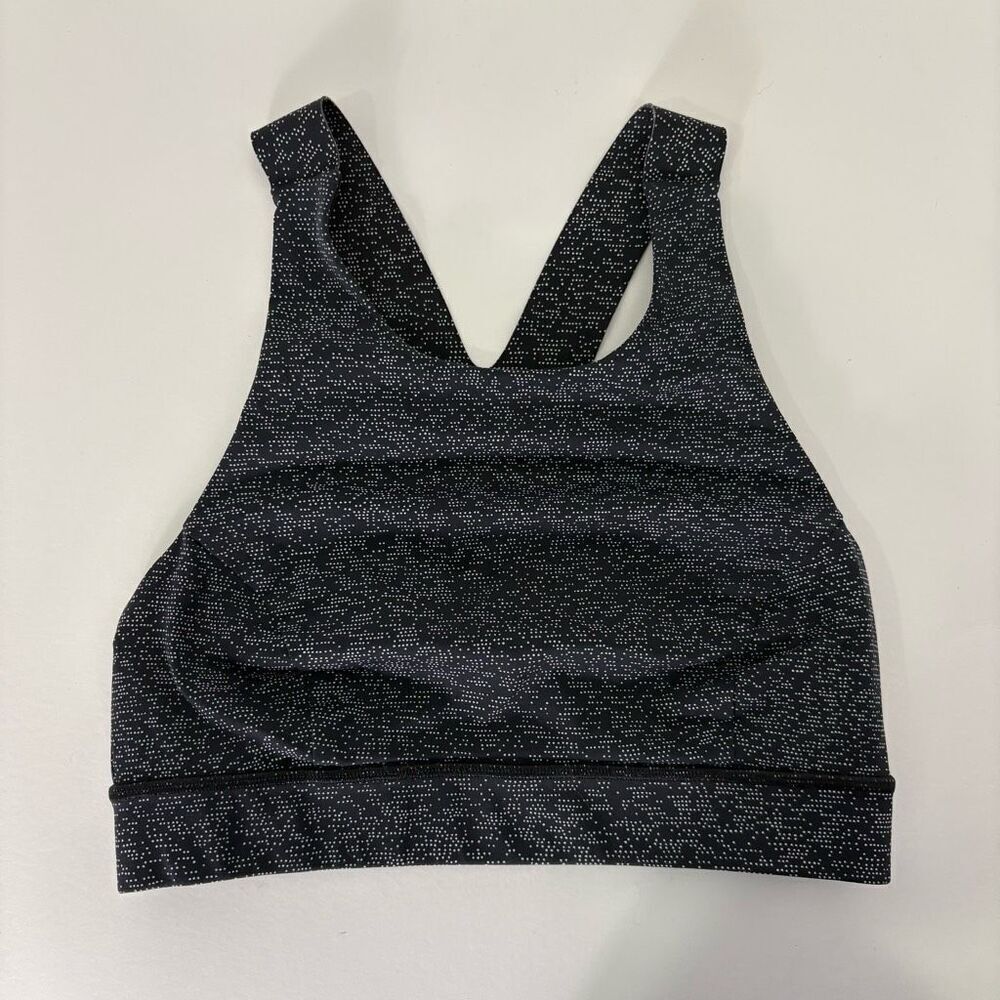Lululemon Black with White Polka Dot Y Back Sports Bra Size 6